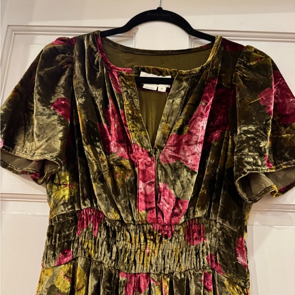 Anthropologie Velvet Maxi Dress in Pink and Green - Picture 5 of 7